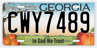 GA license plate CWY7489