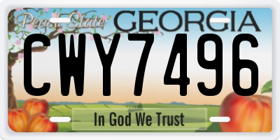 GA license plate CWY7496