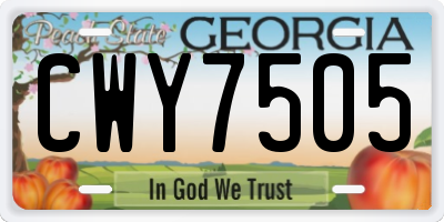 GA license plate CWY7505
