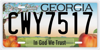 GA license plate CWY7517