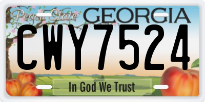 GA license plate CWY7524