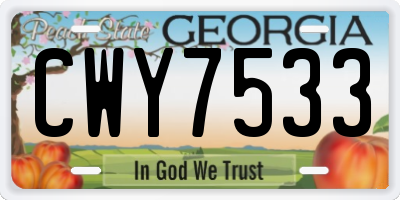 GA license plate CWY7533