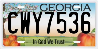 GA license plate CWY7536