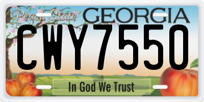 GA license plate CWY7550