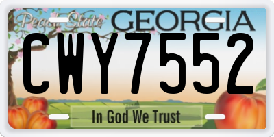 GA license plate CWY7552