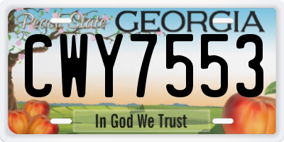 GA license plate CWY7553