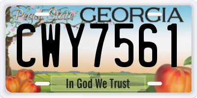 GA license plate CWY7561