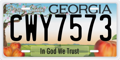 GA license plate CWY7573