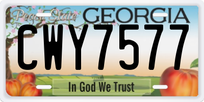 GA license plate CWY7577