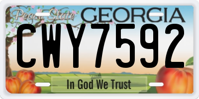 GA license plate CWY7592