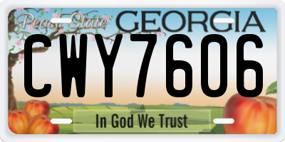 GA license plate CWY7606