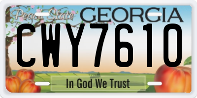 GA license plate CWY7610