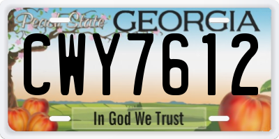 GA license plate CWY7612