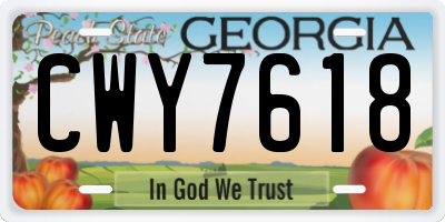 GA license plate CWY7618