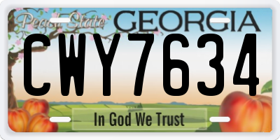 GA license plate CWY7634
