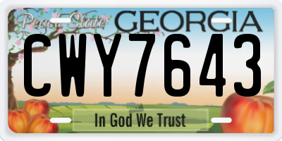 GA license plate CWY7643