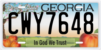 GA license plate CWY7648