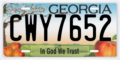 GA license plate CWY7652