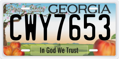 GA license plate CWY7653
