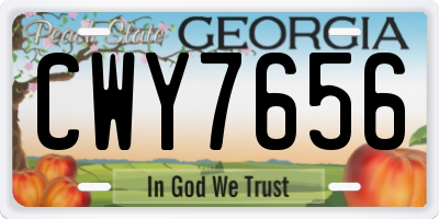 GA license plate CWY7656