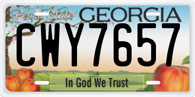 GA license plate CWY7657