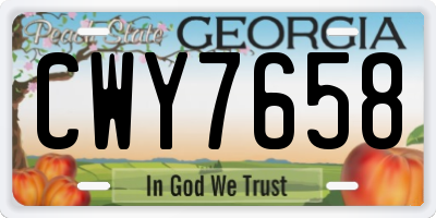 GA license plate CWY7658