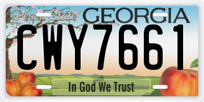 GA license plate CWY7661