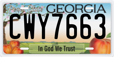 GA license plate CWY7663