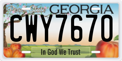GA license plate CWY7670