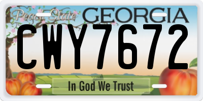 GA license plate CWY7672