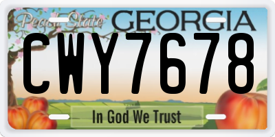 GA license plate CWY7678