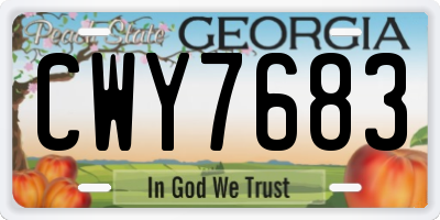 GA license plate CWY7683