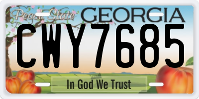 GA license plate CWY7685