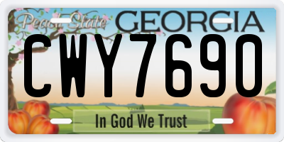 GA license plate CWY7690