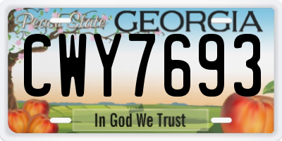 GA license plate CWY7693