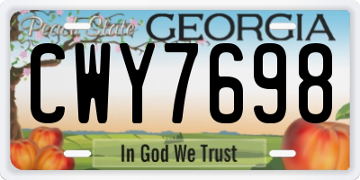 GA license plate CWY7698