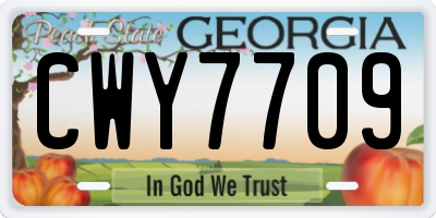 GA license plate CWY7709