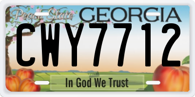 GA license plate CWY7712