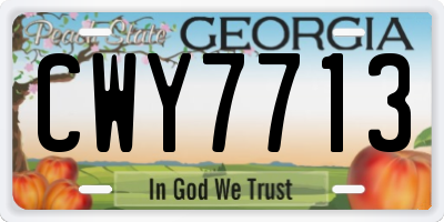 GA license plate CWY7713