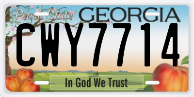 GA license plate CWY7714
