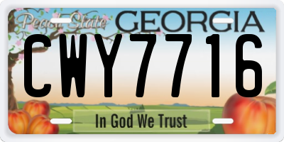 GA license plate CWY7716