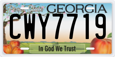 GA license plate CWY7719