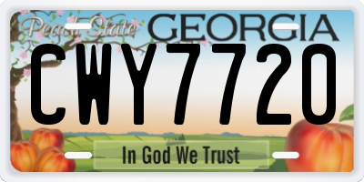 GA license plate CWY7720