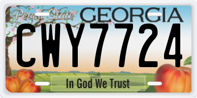 GA license plate CWY7724