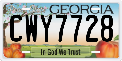 GA license plate CWY7728