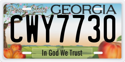 GA license plate CWY7730