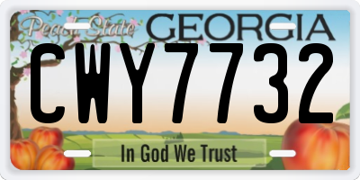 GA license plate CWY7732