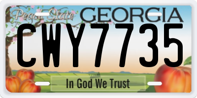GA license plate CWY7735