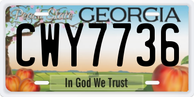 GA license plate CWY7736