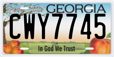 GA license plate CWY7745